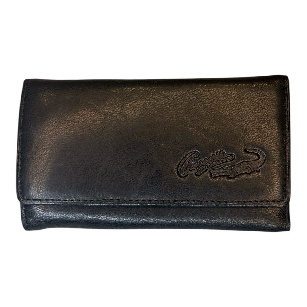 Vintage Crocodile Leather Key Holder Wallet – Classic Black